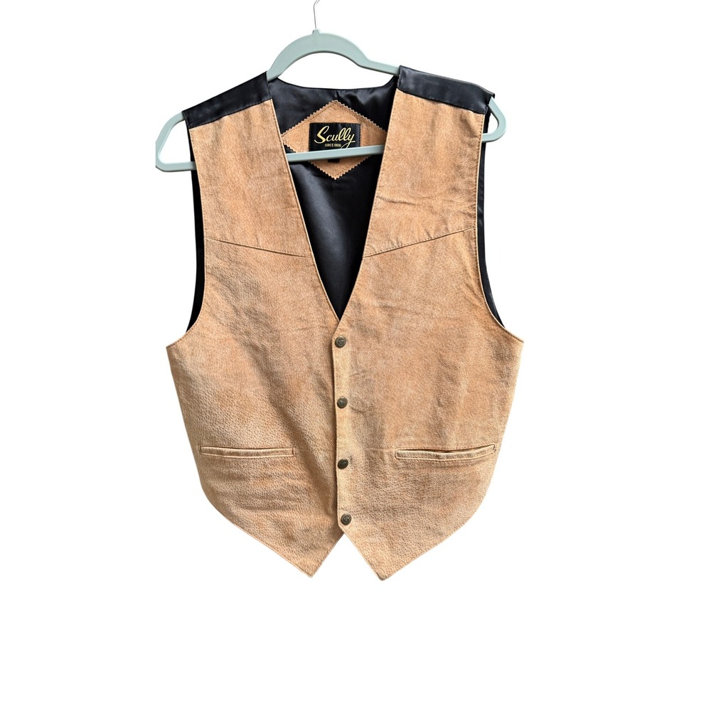 Scully Leather Western Vest Tan Suede Style-504 Medium Snap Cowboy